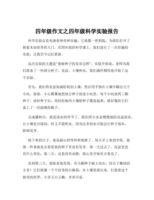 四年级作文之四年级科学实验报告