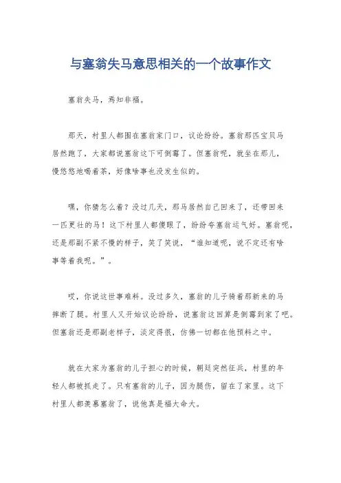 与塞翁失马意思相关的一个故事作文