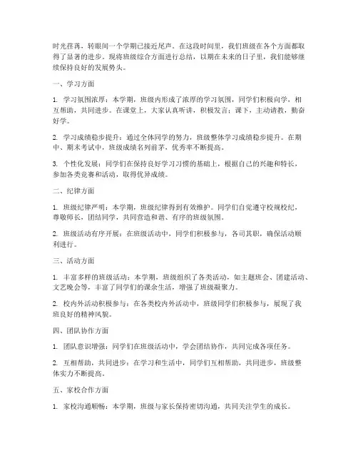 班级综合方面总结范文