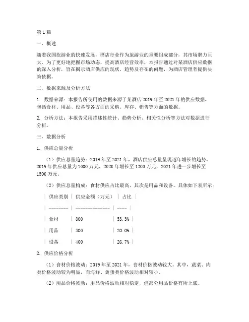 酒店供应数据分析报告(3篇)