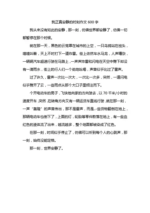 我正真安静的时刻作文600字