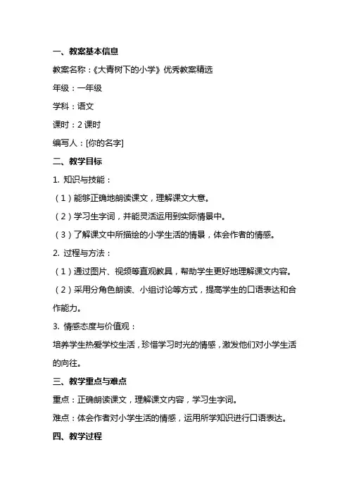 《大青树下的小学》教案