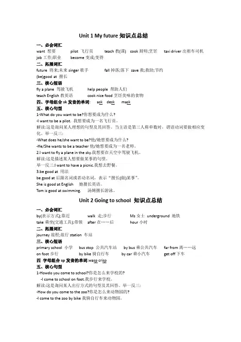 牛津上海版(三起)英语五年级上册《Unit1-6单元知识点总结》素材