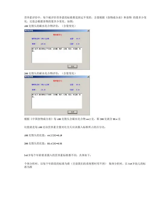 膳食分析所需数据