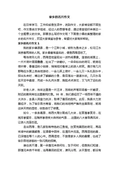 家乡的名片作文（15篇）