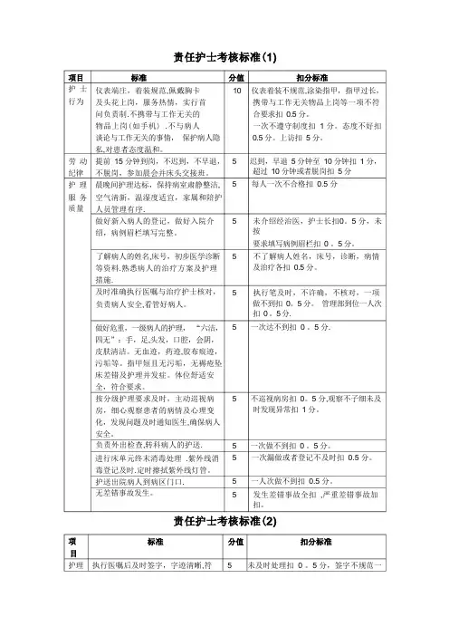 责任护士考核标准
