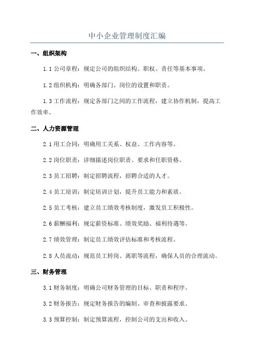 中小企业管理制度汇编
