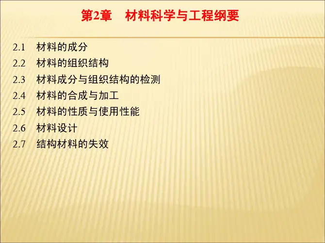 材料概论教学课件许并社第2章材料科学与工程纲要