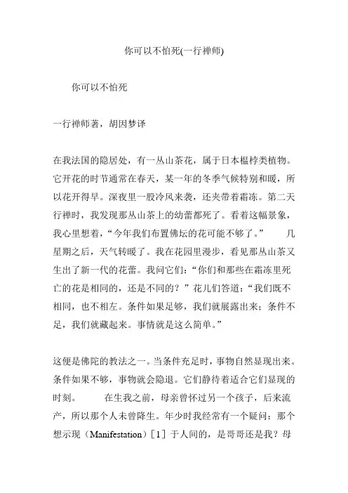 你可以不怕死(一行禅师)