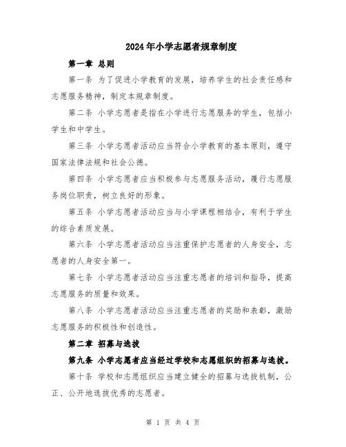 2024年小学志愿者规章制度