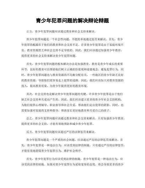 青少年犯罪问题的解决辩论辩题