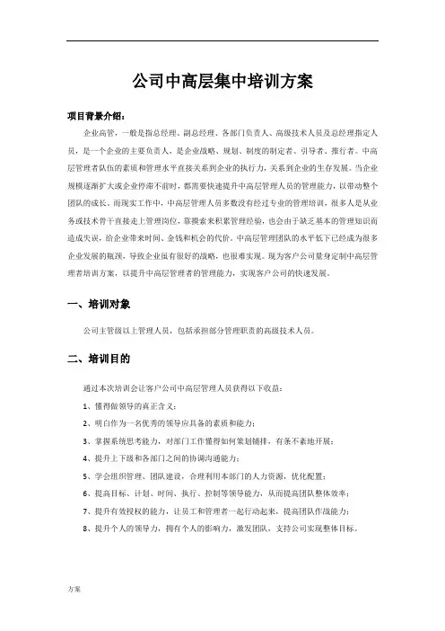 公司中高层集中培训解决方案.docx
