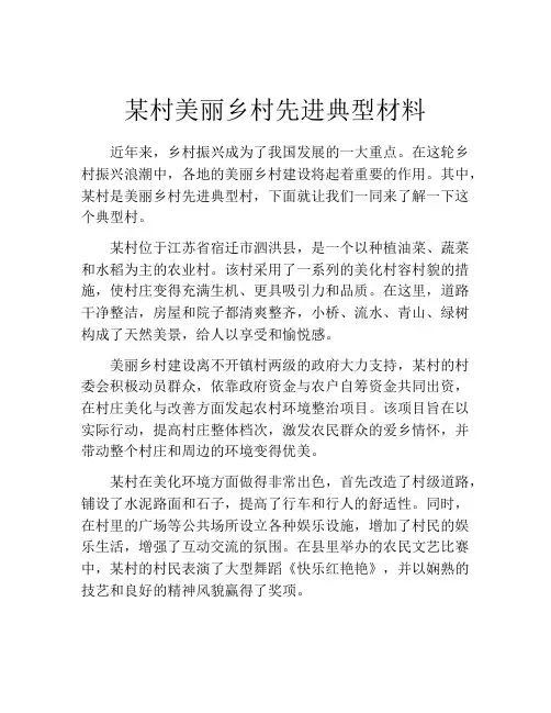 某村美丽乡村先进典型材料
