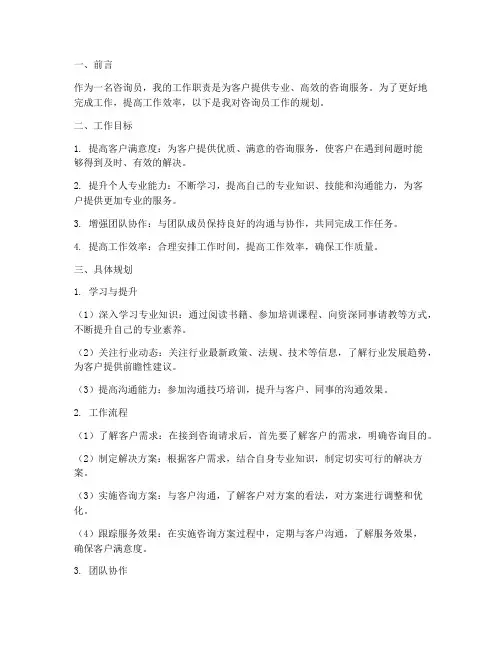 咨询员工作规划