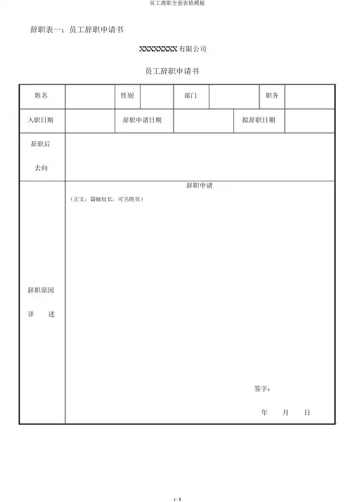 员工离职全套表格模板