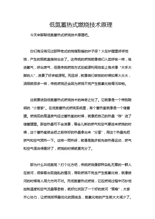 低氮蓄热式燃烧技术原理