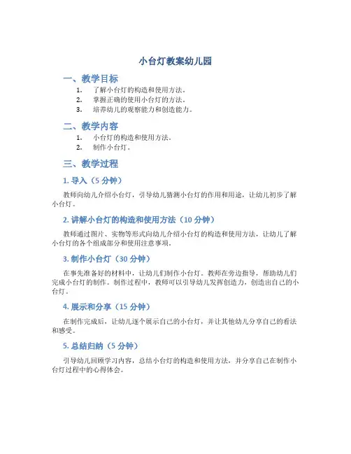 小台灯教案幼儿园
