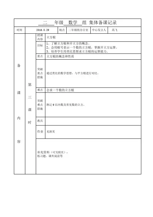 二年级  数学组 集体备课记录(3).docx2016.9.1