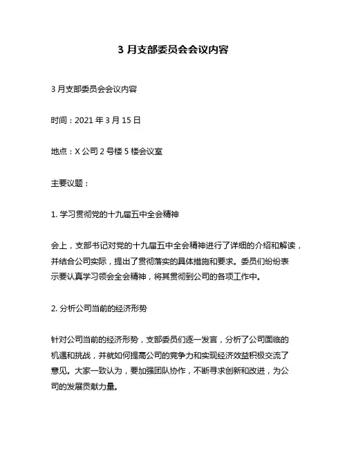 3月支部委员会会议内容