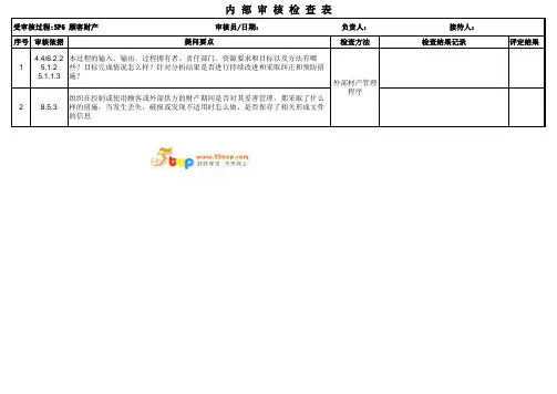 IATF16949外部财产内部审核检查表