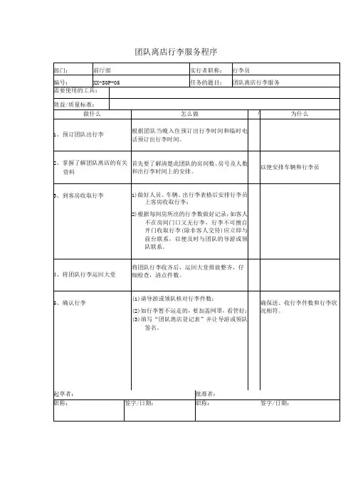 团队离店行李服务程序