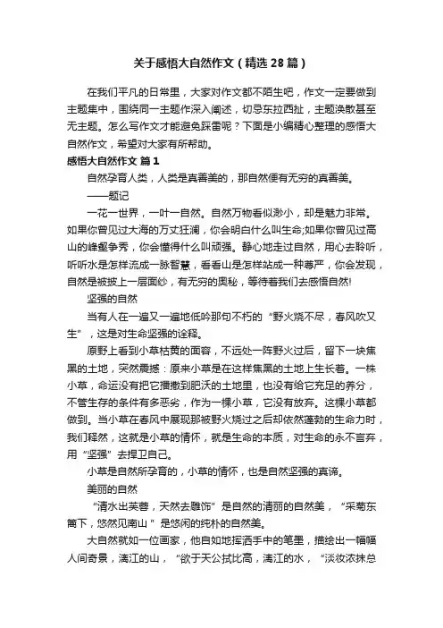 关于感悟大自然作文（精选28篇）