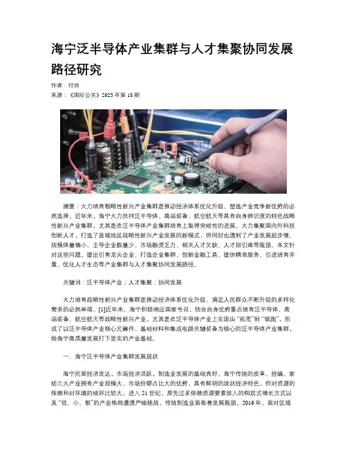 海宁泛半导体产业集群与人才集聚协同发展路径研究