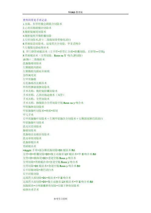 普通外科常见手术记录的模板
