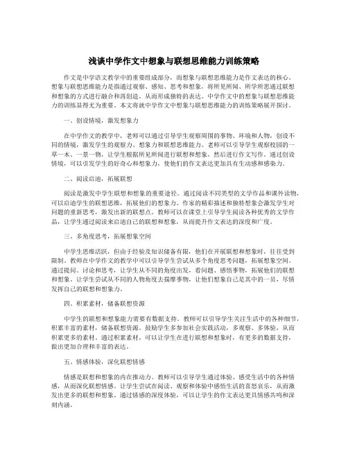 浅谈中学作文中想象与联想思维能力训练策略