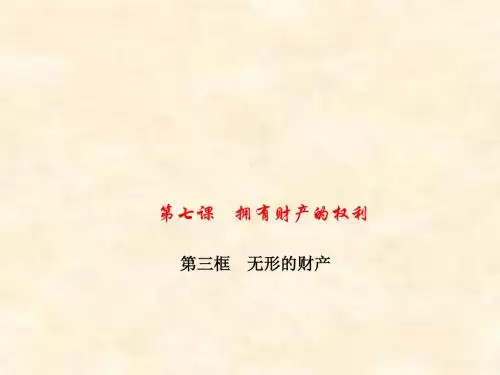 八年级政治下册(新人教版)第3单元 第7课 第三框无形的财产