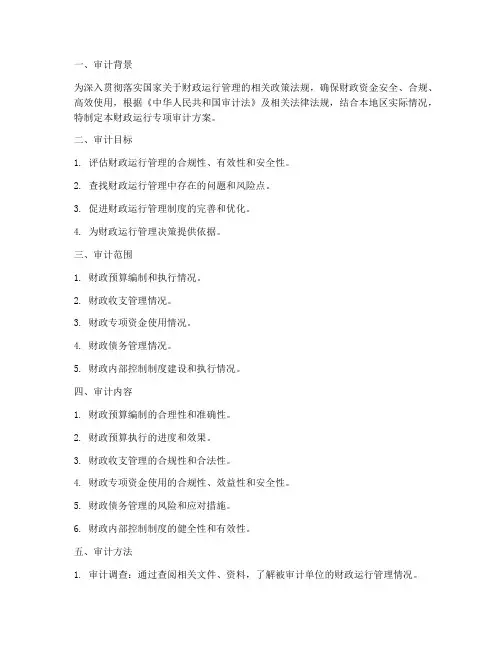 财政运行专项审计方案