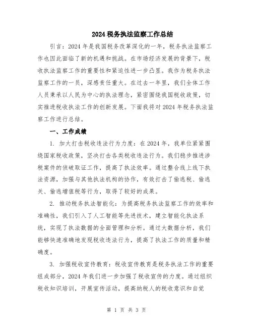 2024税务执法监察工作总结