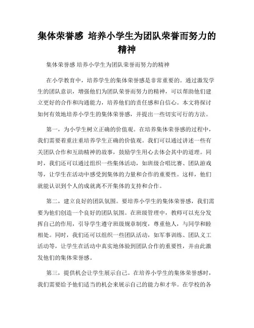 集体荣誉感  培养小学生为团队荣誉而努力的精神