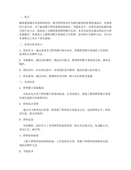 照明楼宇实训总结报告范文