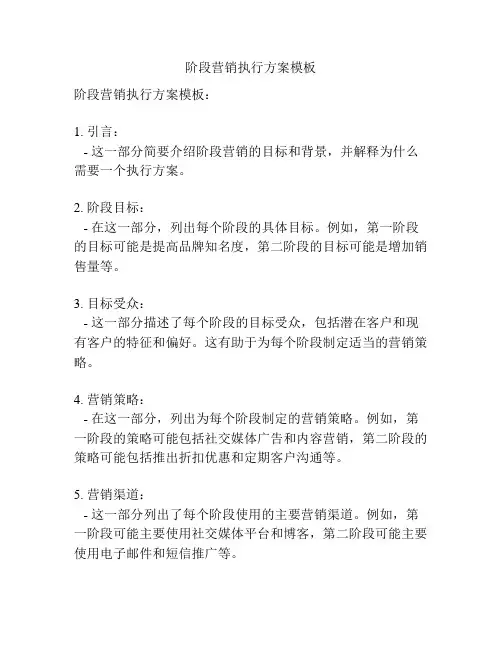 阶段营销执行方案模板