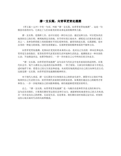 撑一支长篙,向青草更青处漫溯