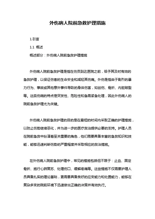 外伤病人院前急救护理措施