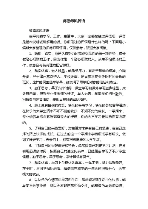 师德师风评语