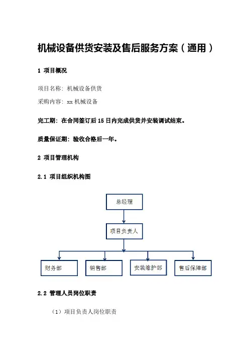 机械设备供货安装及售后服务方案(通用)