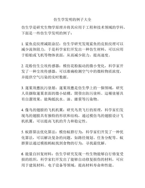 仿生学发明的例子大全