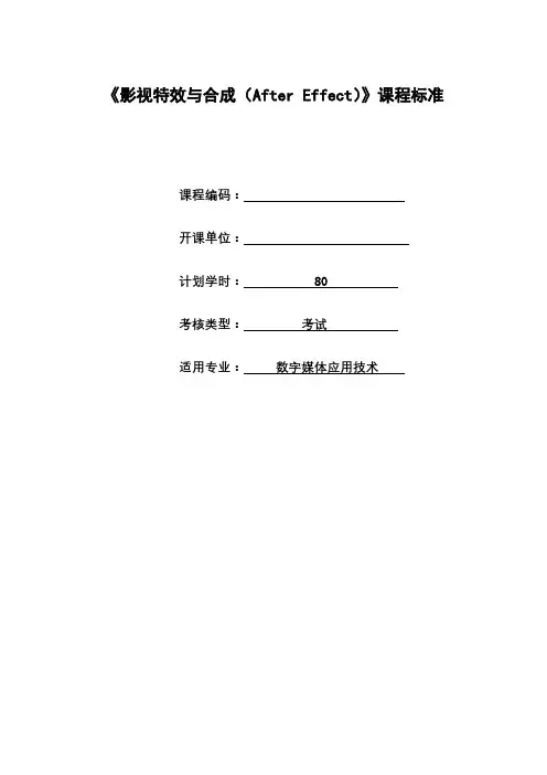 影视特效与合成(After Effect) 课程标准