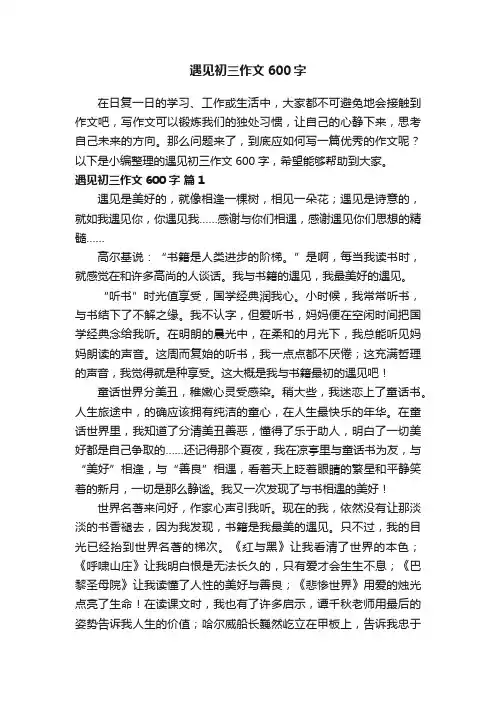 遇见初三作文600字（通用52篇）