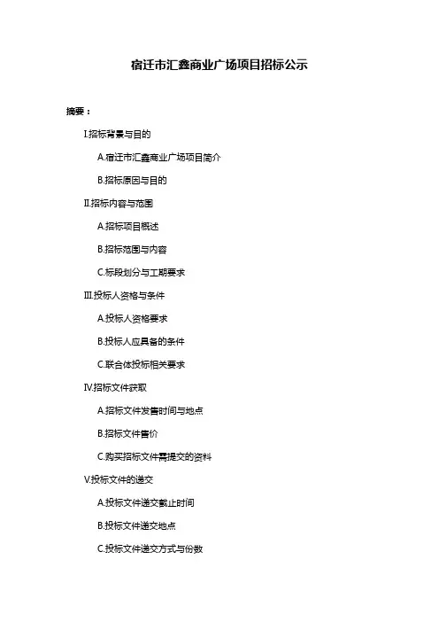 宿迁市汇鑫商业广场项目招标公示