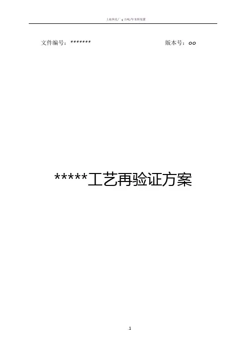 工艺验证方案