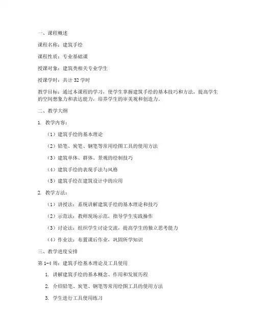 建筑手绘教学工作计划模板