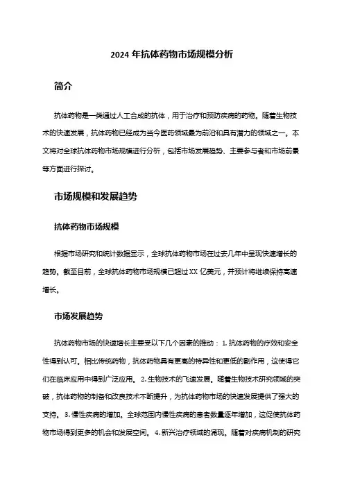 2024年抗体药物市场规模分析