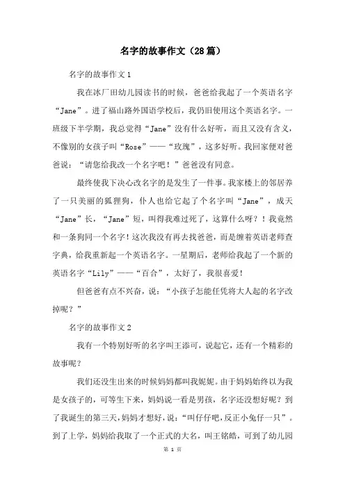 名字的故事作文(28篇)