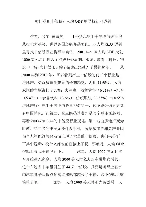如何遇见十倍股？人均GDP里寻找行业逻辑