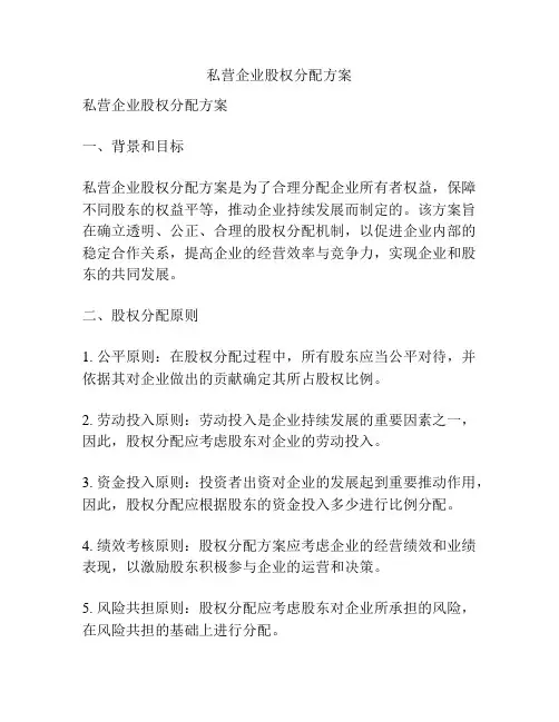 私营企业股权分配方案