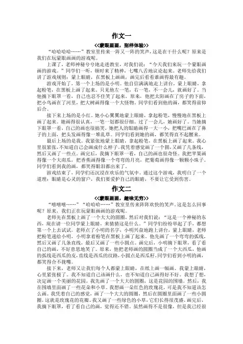 蒙眼画画作文600字